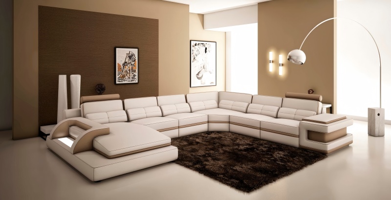 Minimalistyczna skórzana sofa dla całej rodziny