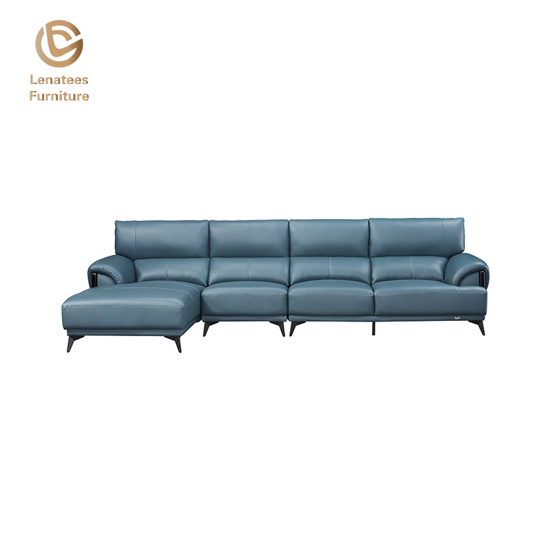 Włoska minimalistyczna skórzana sofa w kształcie litery L