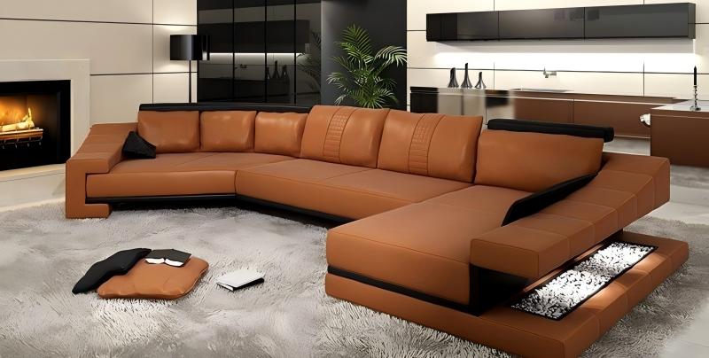 Sofa w salonie z wdzięczną linią