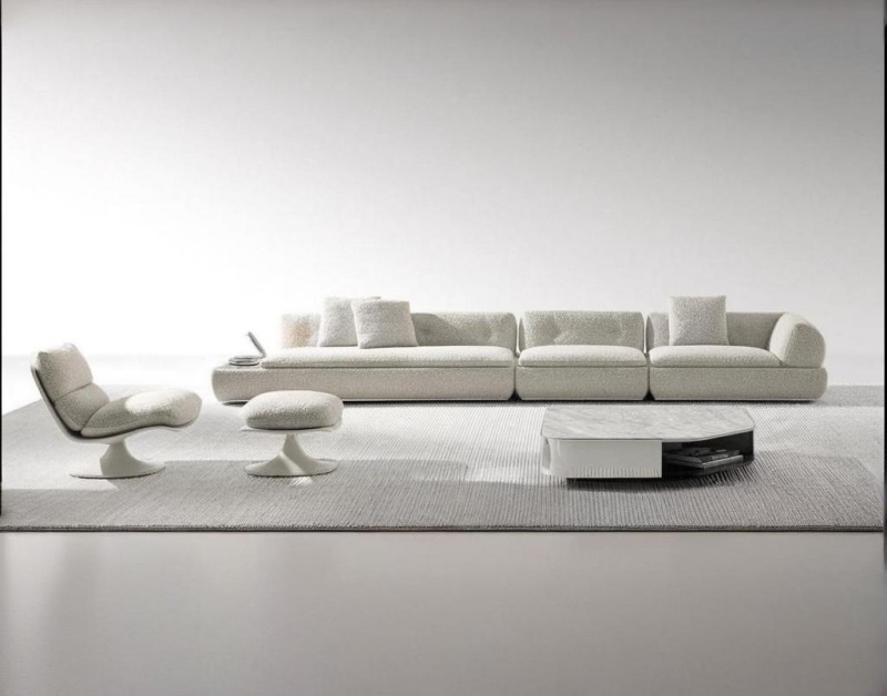 Xinyue Residence ｜ Zakrzywiona minimalistyczna sofa tkaninowa